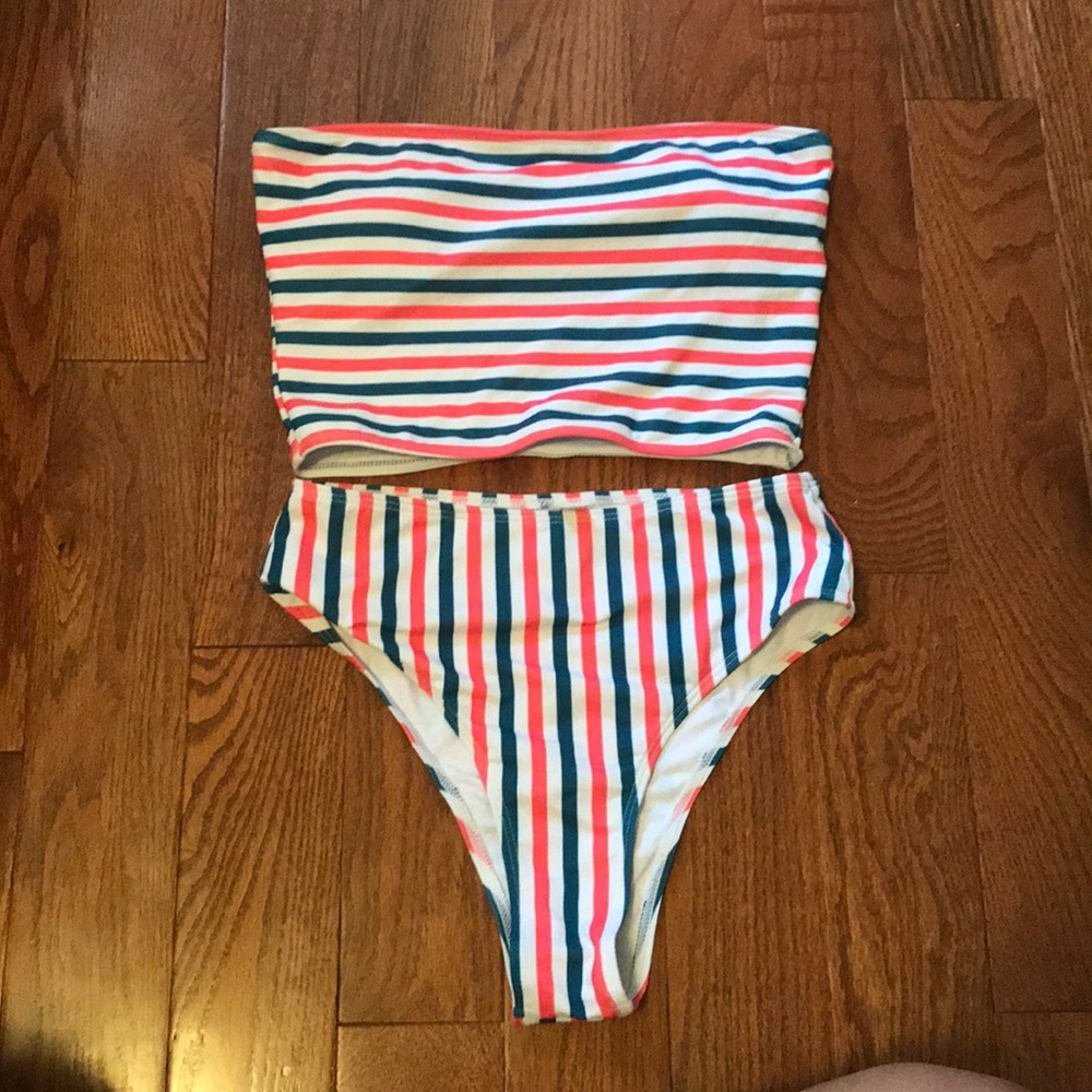 Striped two piece high waisted bikini!